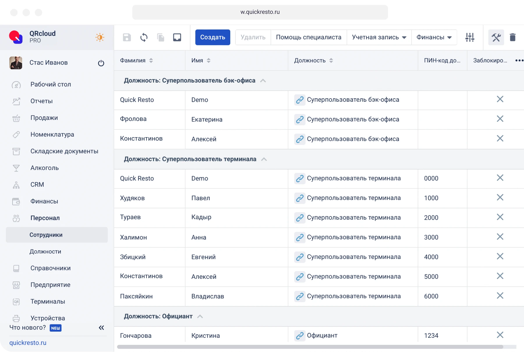 Персонал в ресторане